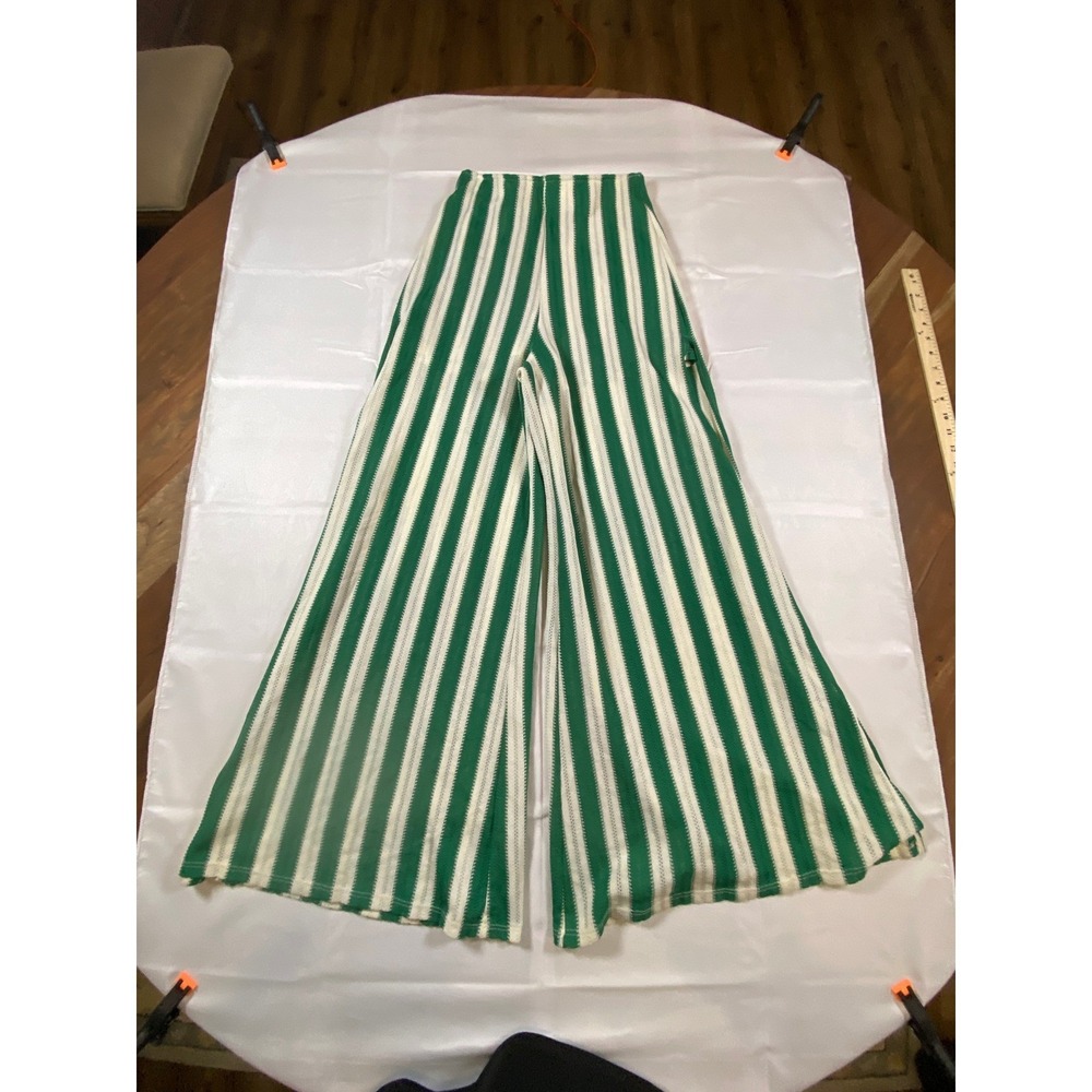 Show Me‎ Your Mumu Green White Stripe Wide Leg Palazzo Pants Women's Small - Picture 6 of 13